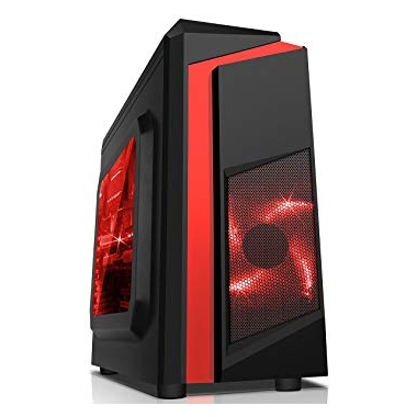 CiT F3 Gaming Case: Side Window | 12cm Red LED Fan | Micro ATX | Mini ITX Support
