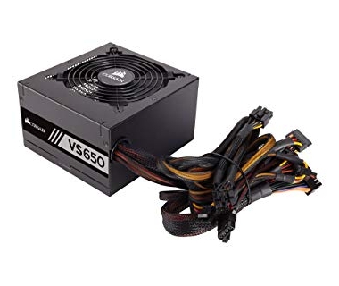 Corsair VS650 650 W Active PFC 80 PLUS Certified Power Supply Unit - Black